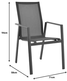 Πολυθρόνα κήπου Dashiell  αλουμίνιο μαύρο textilene μαύρο 71x58x94εκ