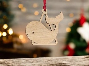 Σετ των 3 Intra απο ξύλο plywood 3mm-4mm πάχος – Χριστουγεννιάτικο στολίδι φάλαινας 45x50 cm INTRAVECTRY-MY545476