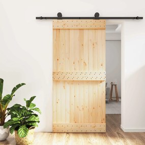 vidaXL Συρόμενη Πόρτα Φυσικό και Μαύρο 100 x 210 cm