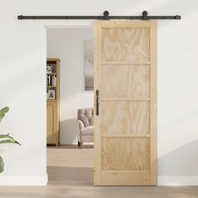 vidaXL Συρόμενη Πόρτα με Σετ Υλικών 78x202 εκ Συμπαγές Ξύλο Πεύκου