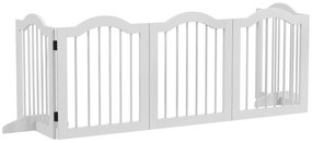 Φράγμα σκύλου, 5 πάνελ, Πτυσσόμενο, Ευέλικτο, Μασίφ ξύλο/MDF, 254,5x29,5x61 cm, Λευκό