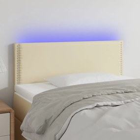 Κεφαλάρι Κρεβατιού LED Κρεμ 100x5x78/88 εκ. από Συνθετικό Δέρμα - Κρεμ