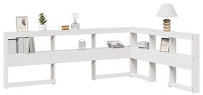 βιβλιοθήκη κεφαλάρι σε σχήμα L Λευκό 150 εκ. Ξύλο Πεύκου