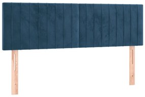 Κρεβάτι Boxspring με Στρώμα Σκούρο Μπλε 140x190 εκ. Βελούδινο - Μπλε