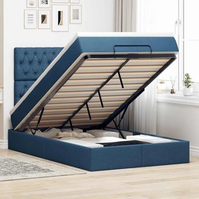 vidaXL Οθωμανικό κρεβάτι με στρώμα μπλε 120x190 cm ύφασμα