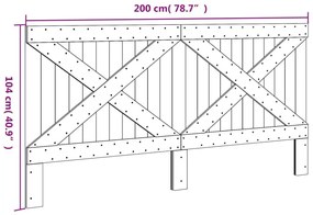 Κεφαλάρι 200x104 εκ. από Μασίφ Ξύλο Πεύκου - Καφέ