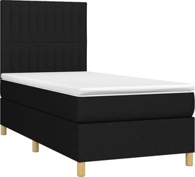 vidaXL Κρεβάτι Boxspring με Στρώμα Μαύρο 90x190 εκ.Υφασμάτινο