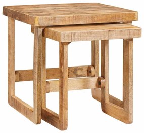 vidaXL Ένθετα τραπέζια 2 pcs Καφέ 46 x 46 x 45 εκ. Στερεό ξύλο μάνγκο