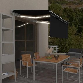 vidaXL Ηλεκτρική τέντα με LED και αισθητήρα 3,5 x 2,5 m Ανθρακί