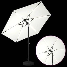 vidaXL Ομπρέλα Κήπου με LED Φώτα και Βάση 2,7 x 2,7 m Πολυεστέρας Κρεμ
