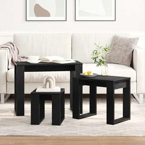vidaXL Τραπέζι Σαλονιού με Στηρίγματα 3 pcs Μαύρη δρυς