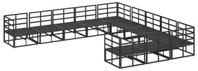 vidaXL Σετ Καναπέ Κήπου με μαξιλάρι 11 pcs Μαύρο Αλουμίνιο