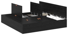 vidaXL Κρεβάτι Αποθήκευσης Μαύρος Δρυς 180x200 εκ