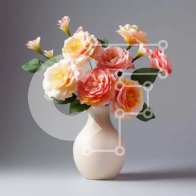 Intra Συλλεκτικό Ξύλινο Παζλ Plywood 4mm - Πολύχρωμα τριαντάφυλλα σε λευκό βάζο Σε Ξύλινο Κουτί - Διαστάσεις: 10x10 cm – 25 κομμάτια