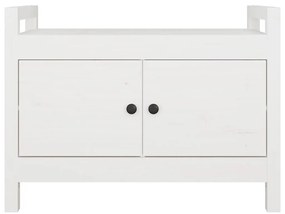 vidaXL Παγκάκι Χολ Λευκό 80x40x60 εκ. από Μασίφ Ξύλο Πεύκου