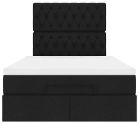vidaXL Οθωμανικό κρεβάτι με στρώμα Μαύρο 120x200cm Ύφασμα