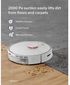 Ρομποτική ηλεκτρική σκούπα Roborock S5 Max, 58W, Wi-Fi, 2000Pa, 460 ml, 200 m2, Αυτονομία έως 190 λεπτά, Turbo, Φωνητικές εντολές, Λευκό