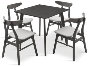 Tραπεζαρία Benson - Orlean pakoworld σετ 5τμχ rustic grey - ύφασμα γκρι 80x80x75εκ