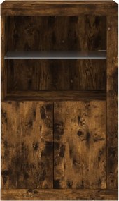 vidaXL Nτουλάπι Βοηθητικό με Φώτα LED Καπνιστή Δρυς Επεξεργασμένο Ξύλο