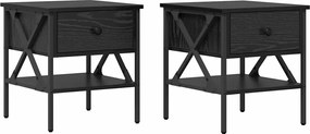 vidaXL Κομοδίνο με συρτάρι 2 pcs Μαύρη δρυς 40 x 42 x 45 εκ.
