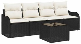 vidaXL Σετ Καναπέ Κήπου με μαξιλάρι 5 pcs Μαύρο, Κρέμα 55 x 55 x 37 εκ