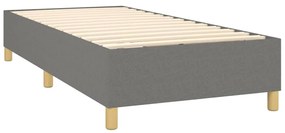 vidaXL Κρεβάτι Boxspring με Στρώμα Σκούρο Γκρι 90x200 εκ. Υφασμάτινο