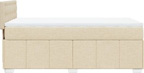 vidaXL Κρεβάτι Boxspring με Στρώμα Κρεμ 100 x 200 εκ. Υφασμάτινο