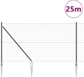 vidaXL Τεντώτο με στήριγμα Γκρι 1 x 25 m Ατσάλι
