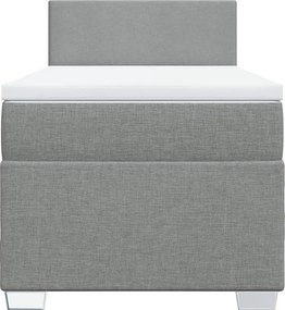 vidaXL Κρεβάτι Boxspring με Στρώμα Ανοιχτό Γκρι 90x200 εκ. Υφασμάτινο