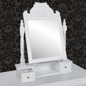 Έπιπλο με Ορθογώνιο Ανακλινόμενο Καθρέφτη Μακιγιάζ από MDF - Λευκό