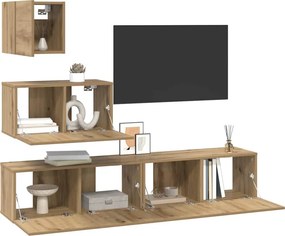 vidaXL Σετ επίπλου τηλεόρασης 4 τμχ. Artisan Oak Επεξεργασμένο Ξύλο