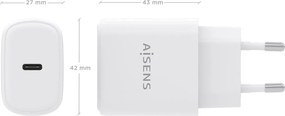 Φορτιστής Τοίχου Aisens A110-0975 Λευκό 30 W