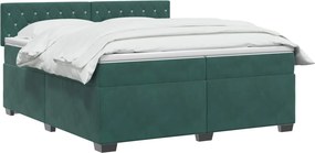 vidaXL Κρεβάτι box spring με στρώμα Σκούρο Πράσινο 200 x 200 cm
