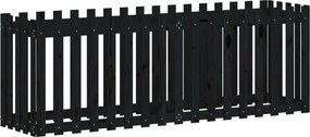 vidaXL Ζαρντινιέρα με Σχέδιο Φράχτη Μαύρη 200x50x70 εκ. Μασίφ Πεύκο