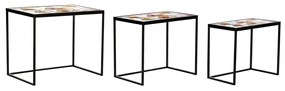 Σετ με 3 τραπέζια DKD Home Decor Κίτρινο Μαύρο Ροζ Χρυσό 60 x 40 x 50 cm
