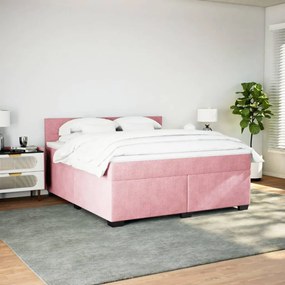 vidaXL Κρεβάτι Boxspring με Στρώμα Ροζ 180x200 εκ. Βελούδινο