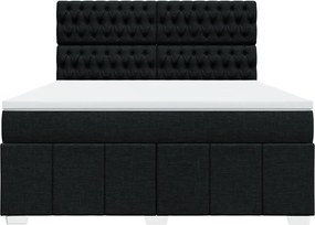 vidaXL Κρεβάτι Boxspring με Στρώμα Μαύρο 180x200 εκ. Υφασμάτινο