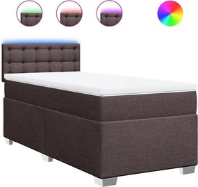 vidaXL Κρεβάτι Boxspring με Στρώμα Σκούρο Καφέ 80x200 εκ. Υφασμάτινο
