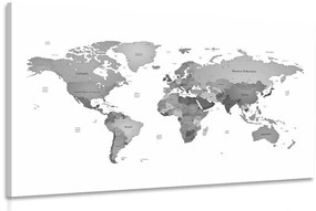 Εικόνα του παγκόσμιου χάρτη σε ασπρόμαυρα χρώματα - 60x40