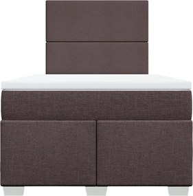 vidaXL Κρεβάτι Boxspring με Στρώμα Σκούρο Καφέ 120x200 εκ. Υφασμάτινο