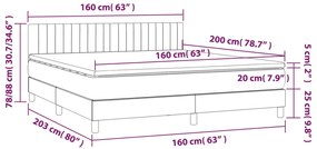 vidaXL Κρεβάτι Boxspring με Στρώμα Κρεμ 160x200 εκ. Υφασμάτινο