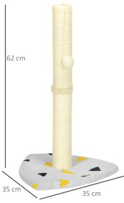 Δέντρο για γάτες PawHut, με μπάλα παιχνιδιού, συμπαγές μέγεθος, ανθεκτικό σχοινί γιούτας, ανοιχτό γκρι+μπεζ, 35 x 35 x 62 cm