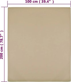vidaXL Σεντόνι με Λάστιχο Taupe 100x200 εκ. Βαμβακερό Ζέρσεϊ