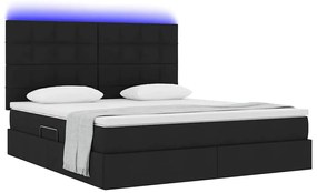 vidaXL Κρεβάτι με αποθηκευτικό χώρο και LED Μαύρο 180 x 200 cm