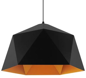 HEXAGON 01195 Μοντέρνο Κρεμαστό Φωτιστικό Οροφής Μονόφωτο Μαύρο - Χρυσό Μεταλλικό Καμπάνα Φ46 x Y25cm