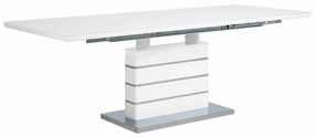 Τραπέζι Berwyn 1017, Ασημί, Άσπρο, 78x90x180cm, 99 kg, Επιμήκυνση, Ινοσανίδες μέσης πυκνότητας, Επεξεργασμένο γυαλί | Epipla1.gr