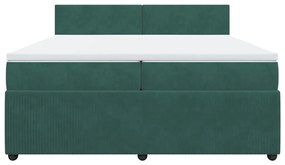 Κρεβάτι Boxspring με Στρώμα Σκούρο Πράσινο 200x200εκ. Βελούδινο - Πράσινο