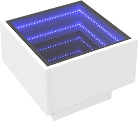 vidaXL Τραπέζι Βοηθητικό με LED Λευκό 40x40x30 εκ. Επεξεργασμένο Ξύλο