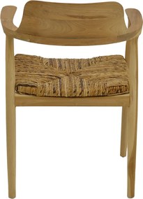 Πολυθρόνα Denverone pakoworld φυσικό teak ξύλο και ψάθα 57x54x79εκ