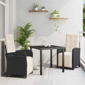 vidaXL Σέτ φαγητού για κήπο 3 pcs Μαύρο συνθετικό ρατάν